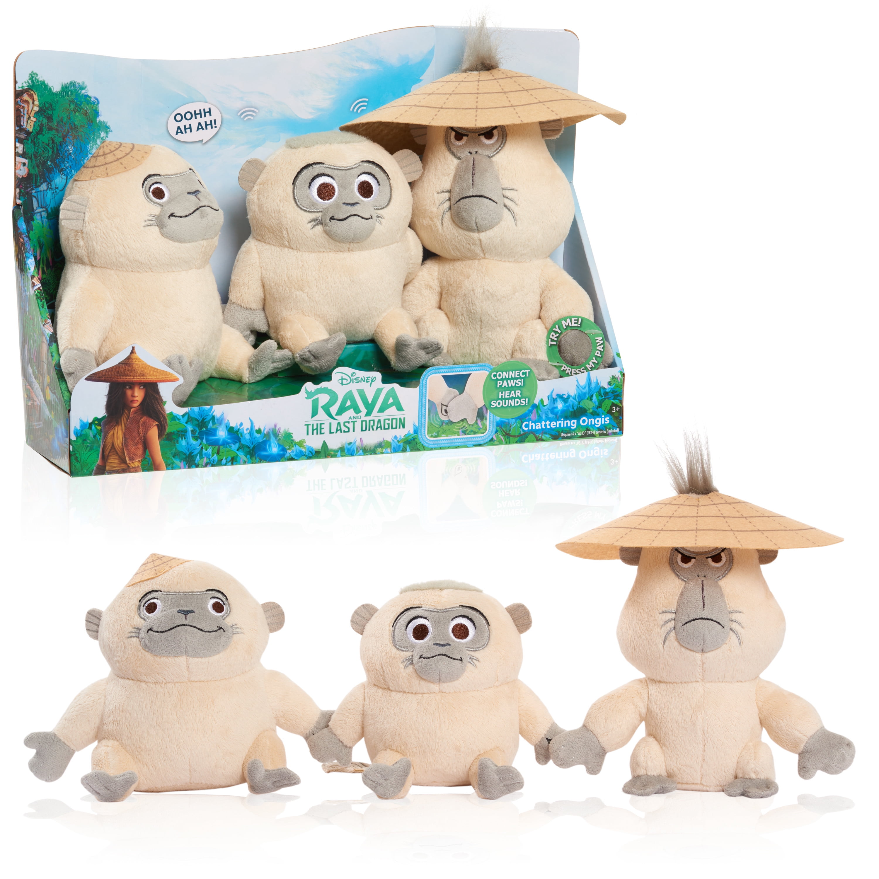 Disney Raya and the Last Dragon Chattering Ongis Plush, 3-piece set,  connecting stuffed animals with sound, Officially Licensed Kids Toys for  Ages 3 Up, Gifts and Presents 