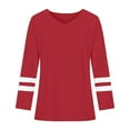 thumbnail image 5 of Zpanxa Women's Casual V-Neck Long Sleeve Solid Loose Shirt Blouse Tops Red XL, 5 of 6