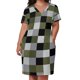 thumbnail image 3 of Vestido de bolsillo suelto para mujer vestidos de ocasión formal diseño cuadrado cuadros lineales verde salvia negro gris blanco, 3 of 7
