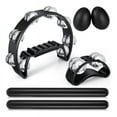 thumbnail image 1 of 6 Pcs Tambourines, Hand Held Half Moon Tambourine with Rhythm Sticks Egg Shakers Musical Percussion Instrument Set, 1 of 8