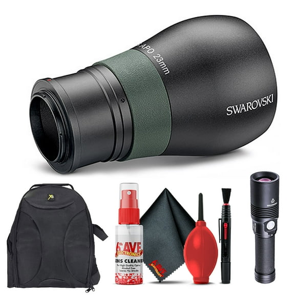 Swarovski TLS APO 23mm Digiscoping Lens for ATX/STX Spotting Scopes + Padded Backpack + Flashlight + Cleaning Kit