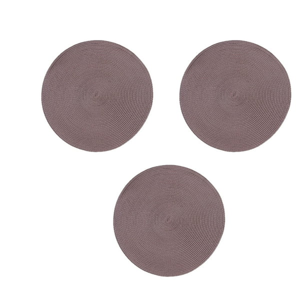 Juego de 3 manteles individuales tejidos | Manteles individuales redondos resistentes al calor para mesa de comedor | Decoración de cocina impermeable y resistente al aceite | Posavasos de 18 cm