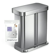 simplehuman Code H Custom Fit Drawstring Trash Bags in Dispenser Packs, 60 Count, 35 Liter / 9.3 Gallon, White