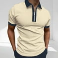 thumbnail image 2 of Dagugfen Mens T Shirts Short Sleeve Zipper Lapel V Neck Loose Vacation Casual Tee Shirts Size S-XXL, 2 of 3