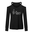 thumbnail image 4 of Womens Casual Fall Tops V Neck Printed Long Sleeve Cold Shoulder Pullover Sweatshirt Blouses Ladies Tops, 4 of 5