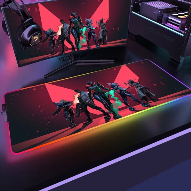 Valorant-alfombrilla de ratón grande RGB para Gamer, alfombrilla de ratón grande para PC, XXL retroiluminación LED, alfombrillas de mesa para teclado, alfombrilla de escritorio para juegos de ordenado LIUWENJING unisex