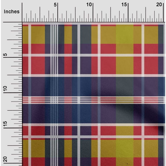 oneOone Cotton Silk Fabric Madras Check Print Fabric BTY 42 Inch Wide
