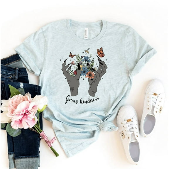 Grow Kindness T-shirt Positive Thought Shirt Mental Health Gift Xmas Tee Counselor Plant Lover Top Shirts Together Flower Thoughts