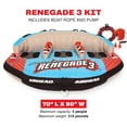 thumbnail image 3 of Airhead Renegade 3 Person Inflatable Towable Water Tube Kit w/ Boat Rope & Pump, 3 of 11