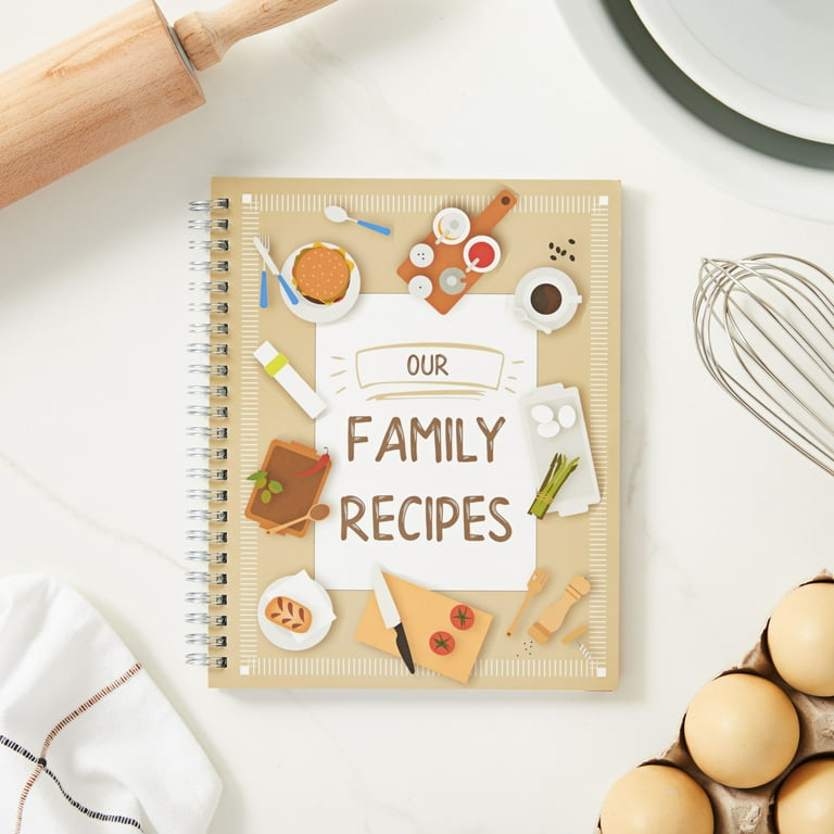 Family Recipe Book To Write In, Spiral Bound DIY Make Your Own Cookbook  with 90 Pages (Blank Inside, 6.5 x 8.2 In)