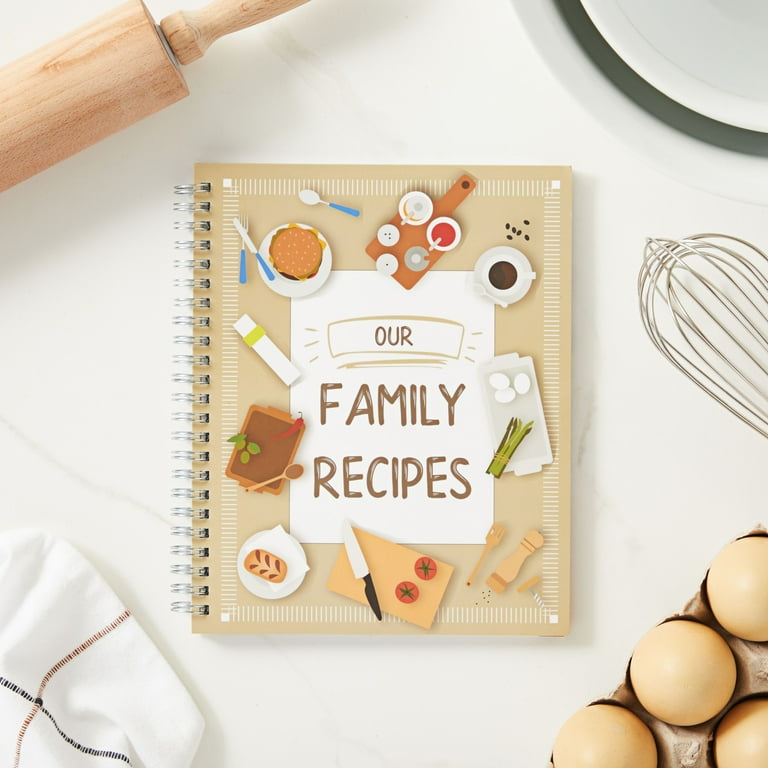 Family Recipe Book To Write In, Spiral Bound DIY Make Your Own Cookbook  with 90 Pages (Blank Inside, 6.5 x 8.2 In) 