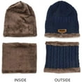 thumbnail image 3 of 3 in 1 Winter Beanie Hat Scarf Gloves Set for Men Women Unisex Warm Slouchy Beanie Hat Fleece Knit Skull Cap with Mittens Circle Scarves and Touchscreen Gloves (Navy Blue), 3 of 7