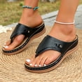 thumbnail image 5 of KIJBLAE Women's Sparkly Shiny Accent Wedge Flip Flops, Thick Sole Wide Width Comfort Casual Summer Beach Outdoor Slippers Black 40, 5 of 6