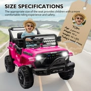 12V Ride on Car with Parent Remote Control, Battery Powered Electric Vehicle with Wider Seat, LED Lights, Openable Doors, MP3 Player, Smooth Start, 3 Speeds - Pink
