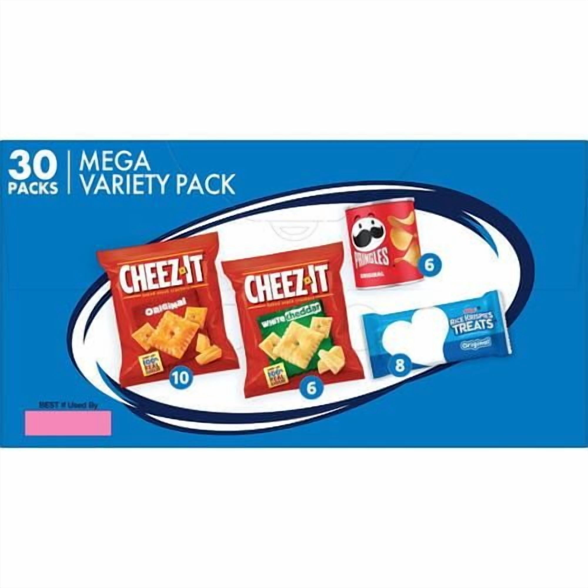 Kelloggs Cheez-It, Pringles & Rice Krispies Treats Snacks Mega Variety Pack, 30.1Oz Box (30 Count) - Pack of 2