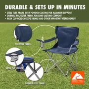 Ozark Trail Quad Folding Camp Chair with Cup Holder, Dark Blue
