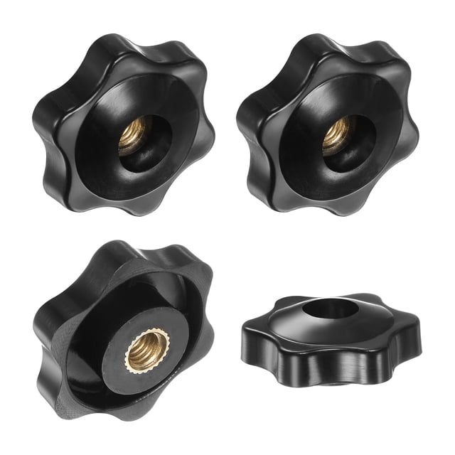Uxcell 4-Pack 6 Estrellas Perillas, M6 Rosca Femenina Cabeza Hexagonal de 31mm Manijas de Agarre de Latón
