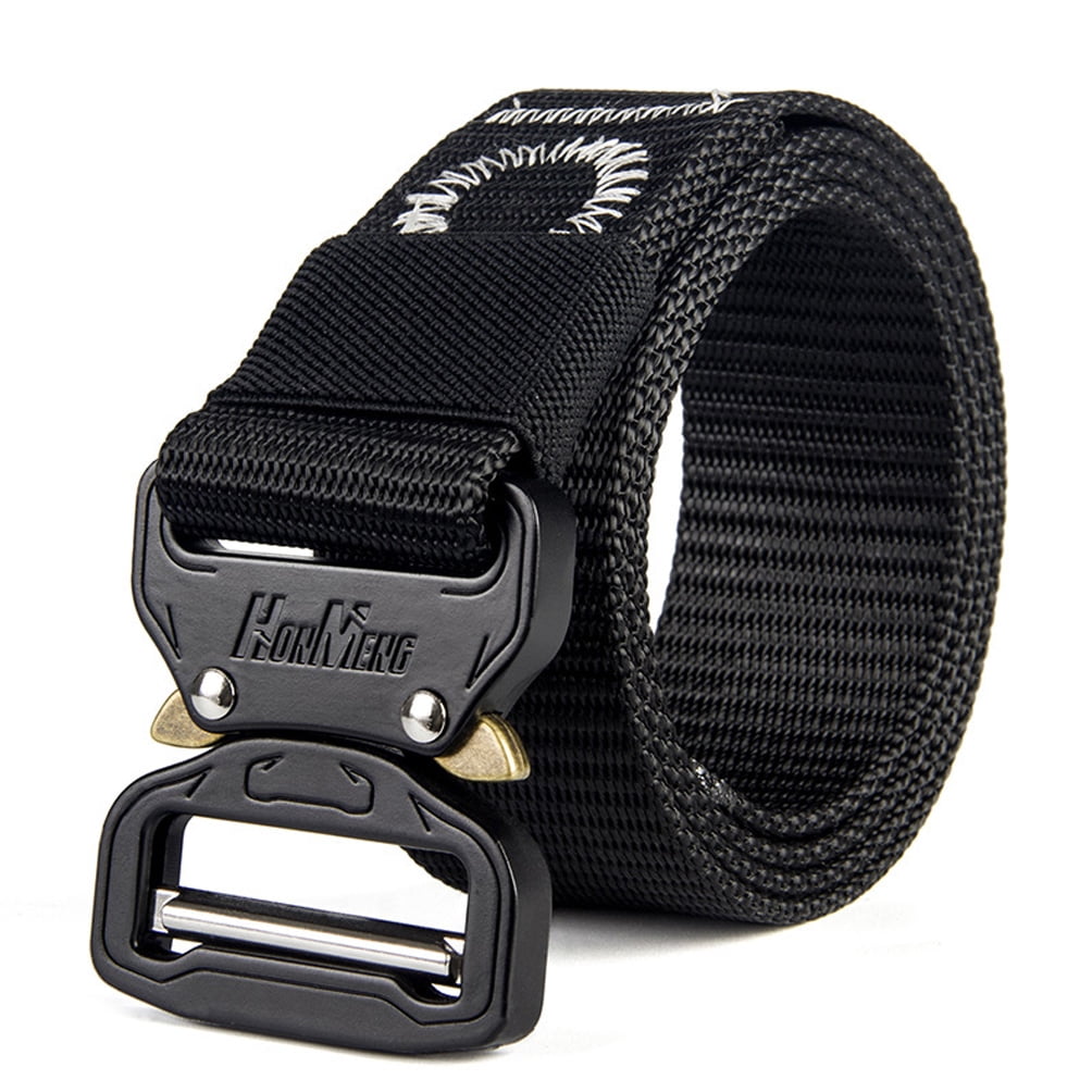 Sky-Welle Tactical Military Style Webbing Riggers Web Belt Heavy-Duty Nylon Quick-Release Metal Buckle