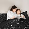 thumbnail image 4 of Homewish Line Bat Silhouette Full Size Bedding Sets for Kids, Sparkle Star Sky Spooky Full Size Bed in a Bag, Black Reversible, 7pcs, 4 of 7