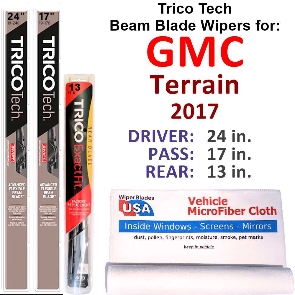 2017 GMC Terrain Beam Blade Wipers (Set of 3) w/Rear Wiper