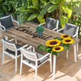 thumbnail image 2 of Farmhouse Sunflower Grateful Table Cloths for 6 Foot Rectangle Tables, Brown Wooden Plank Country Patio Waterproof Elastic Fitted Tablecloths, Washable Rectangular Table Cover for Camping, 2 of 8