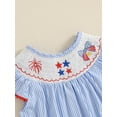 thumbnail image 5 of Okbabeha Newborn Baby Girls 4th of July Outfits Fourth of July Bubble Romper Fly Sleeve USA Flag Embroidery Bodysuits Summer Independence Day Clothes, 5 of 8