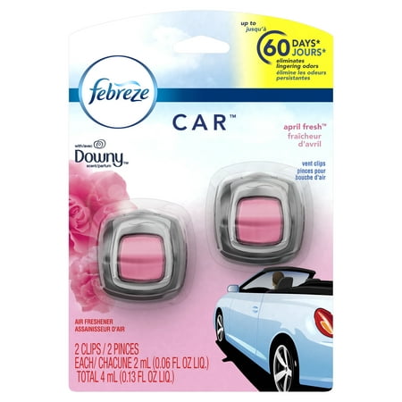 Febreze Car Air Freshener Vent Clips with Downy Scent, April Fresh, 2 count, 0.13 fl (Best Car Scent Diffuser)