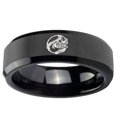 thumbnail image 2 of Tungsten Angry Baseball 8mm Black Polished Beveled Edges Men's Ring, 2 of 2