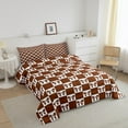 thumbnail image 3 of Erosebridal Dark Red Checkered Comforter Sets Full Size, Kawaii Bow Comforter Sets Full Size, Geometry Grid Room Decor, Reversible 3 Pieces, 3 of 8