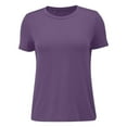 thumbnail image 3 of TODOZO Workout Tops for Women Loose Fit Breathable Lightweight Quick Dry Tennis Yoga Running Crew Neck Tee Athletic Tops for Women Tops for Women Summer Casual Ruffle Trim Sleeve T Shirts Purple M, 3 of 9