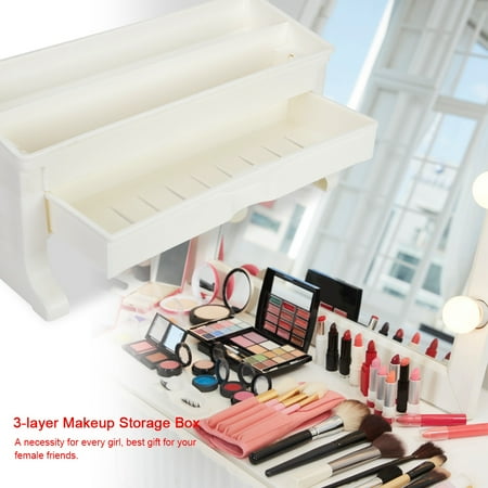 Hilitand 3 Layer Drawer Style Makeup Storage Box Cosmetic