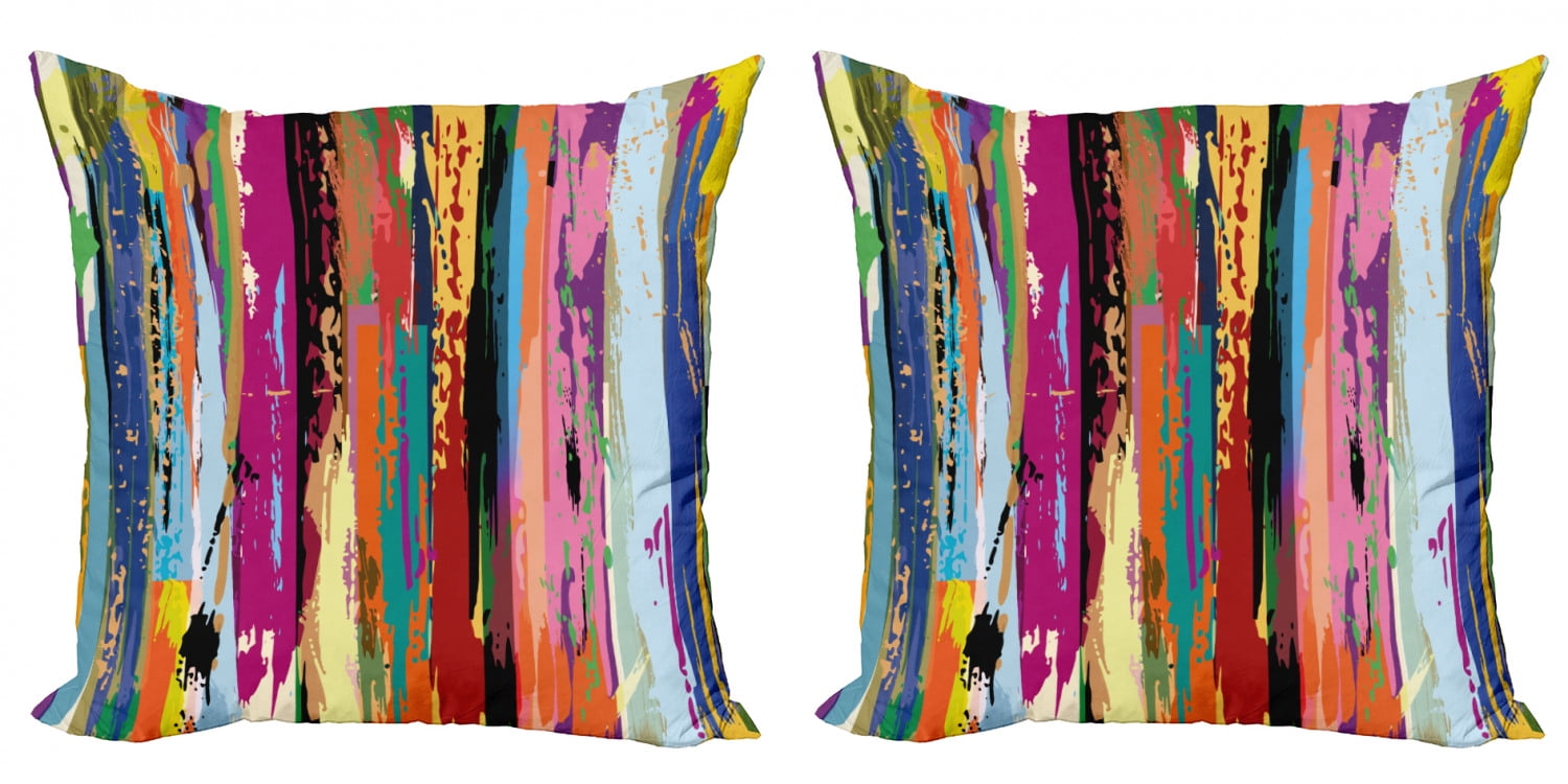 SET of 2 Pillow Cushion Cover ABSTRACT Multicolor 2-SIDED 20 x 20" Ikea Majalisa 