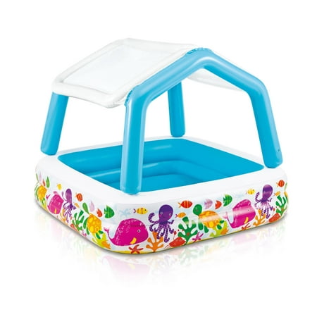 Intex Inflatable Ocean Scene Sun Shade Kids Swimming Pool With Canopy 57470EP