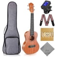 thumbnail image 1 of Ukelele de concierto Ranch Ukelele de madera de 23 pulgadas, kit profesional para adultos principiantes con 12 lecciones en línea, funda, afinador, correa, juego de cuerdas Aquila, 1 of 5