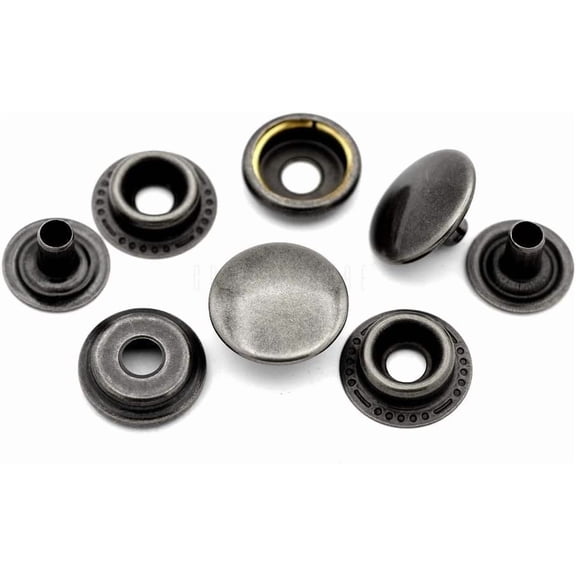 50 Sets Gun Metal Black Snap Fasteners Ring-Socket Press Studs for Jacket Bag Canvas Closures #201 VT47 (12mm (0.47"))