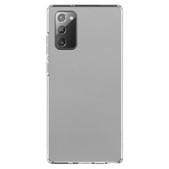 DistinctInk Clear Shockproof Hybrid Case for Galaxy Note 20 ULTRA (6.9" Screen) - TPU Bumper, Acrylic Back, Tempered Glass Screen Protector - Lt Grey Faux Leather Print Design - Printed Leather