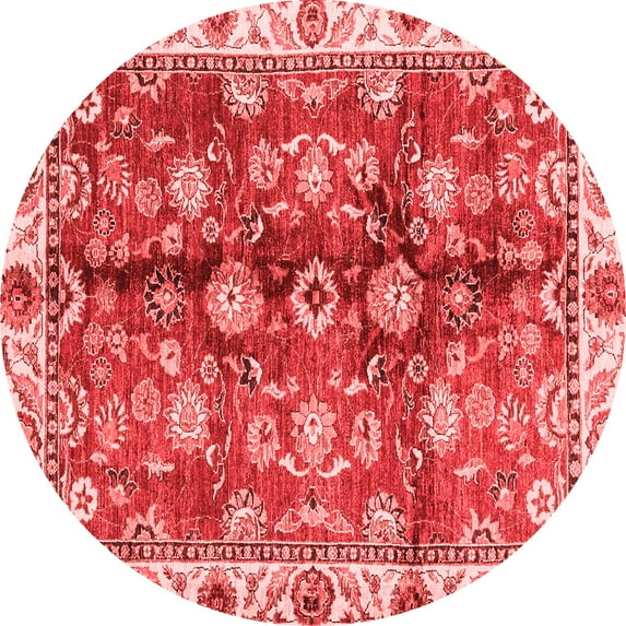 Ahgly Company Indoor Round Abstract Red Modern Area Rugs, 6' Round