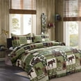 thumbnail image 6 of Jessy Home Twin Rustic Quilt Sets Moose Bear Bedding Green Polyester Bedspread Coverlet, 6 of 8