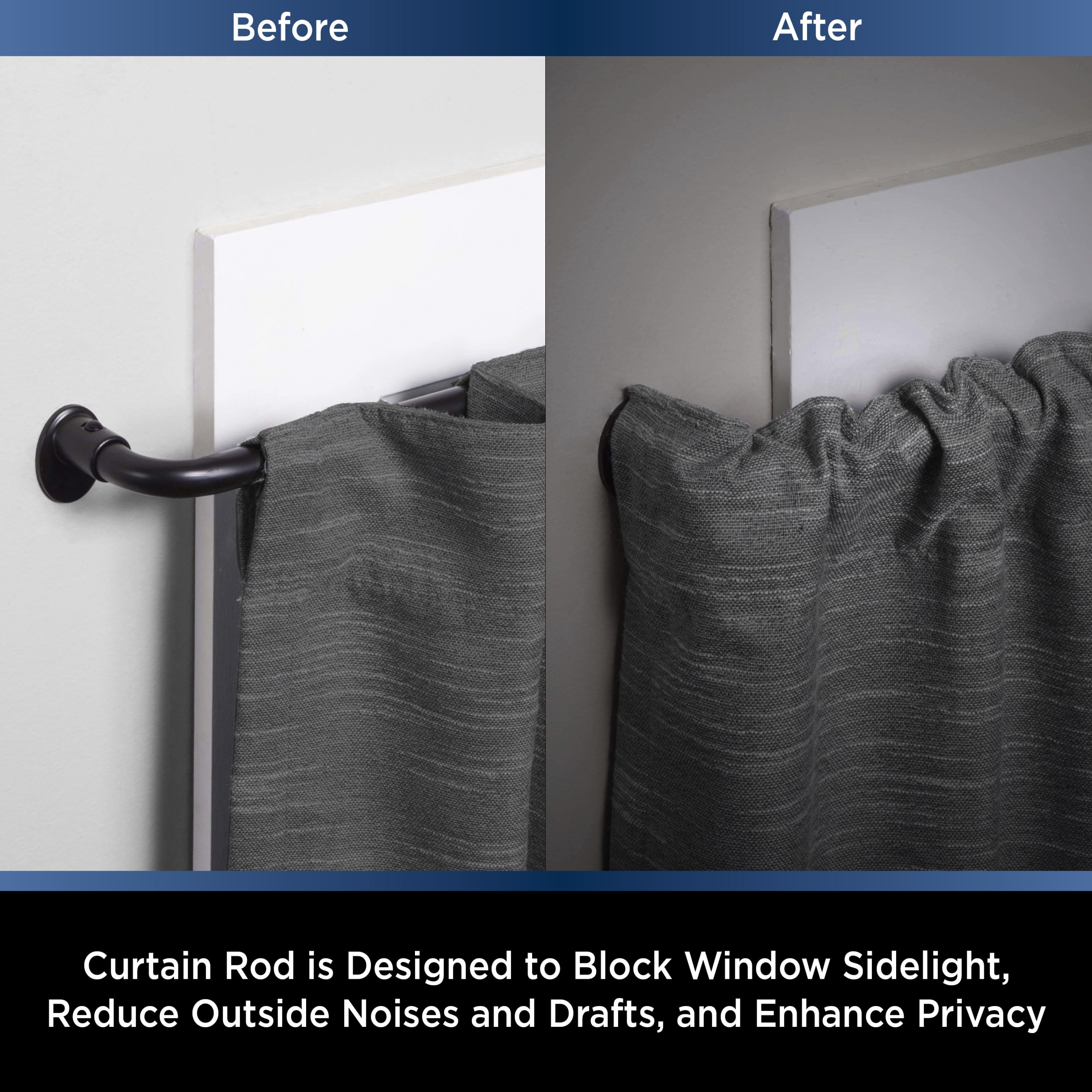 Kenney® 5/8" Wrap Around Room Darkening Curtain Rod, 28-48”, Black