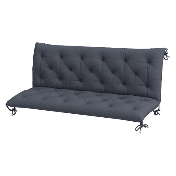 Tufted Outdoor Bench Cushion 3-Seater - Dark Gray Patio Swing Chair Sofa Replacement - 59" Wide - Tie-On Design