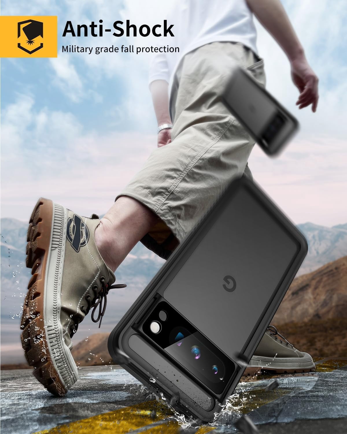 KOMI Pixel 8 Pro Case, IP68 Waterproof Dustproof Case with Built-in Screen Protector, Rugged Full Body Shockproof Protective Clear Cover for Google Pixel 8 Pro, Black