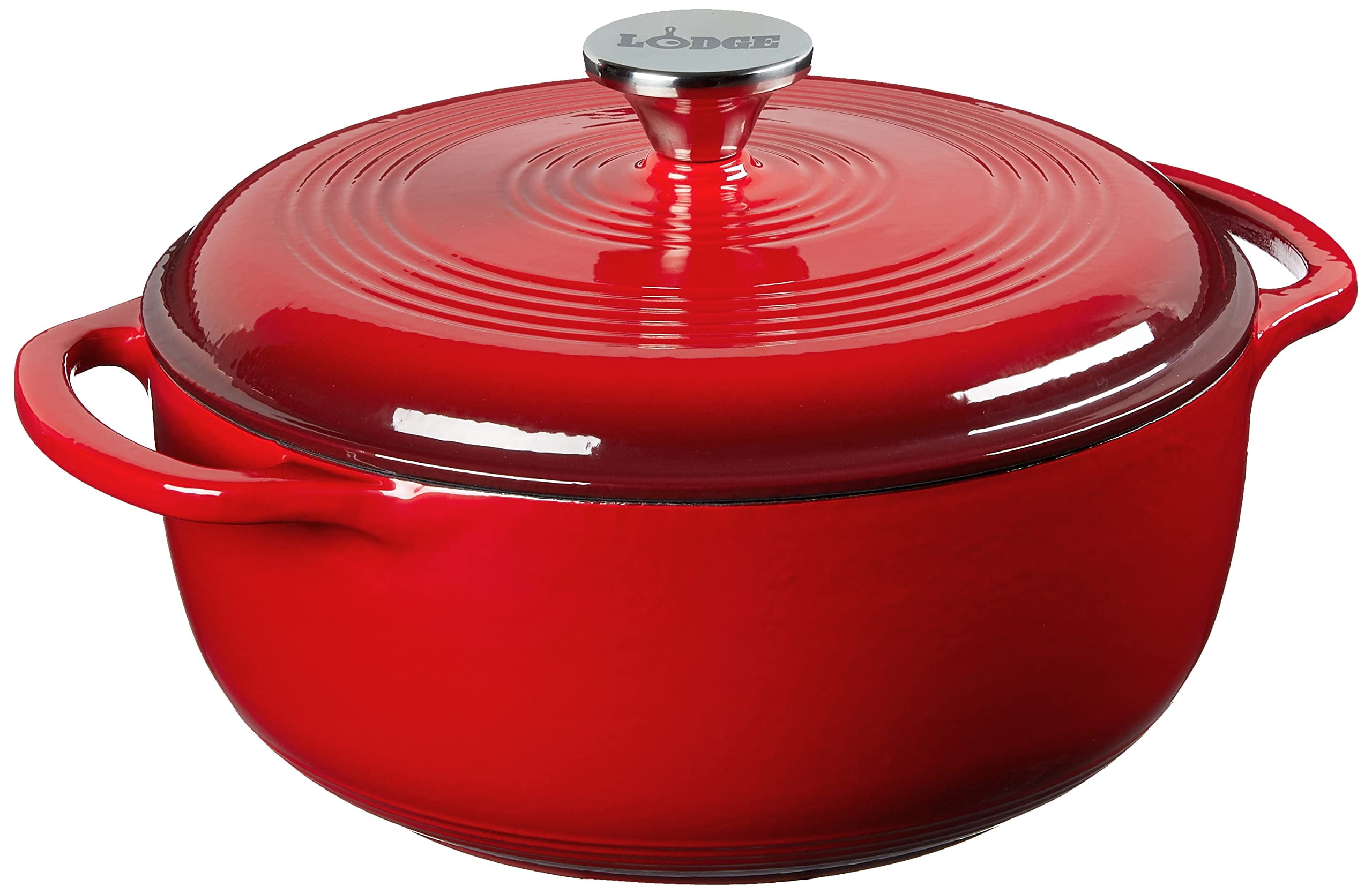 Lodge EC4D43 Enameled Cast Iron Dutch Oven, 4.6Quart, Island Spice Red