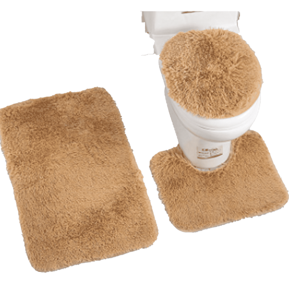 MesaSe AUQ Bathroom Accessories Strong and Wear-Resistant Bathroom Rugs No Skin Irritation 3 Piece Bathroom Rug Set Black