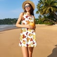 thumbnail image 3 of Naloa Autumn Leaves 1 Print Women's Summer Spring Casual Beach Sundress,Vacation Sleeveless Tank Crewneck Loose Dresses, 3 of 7