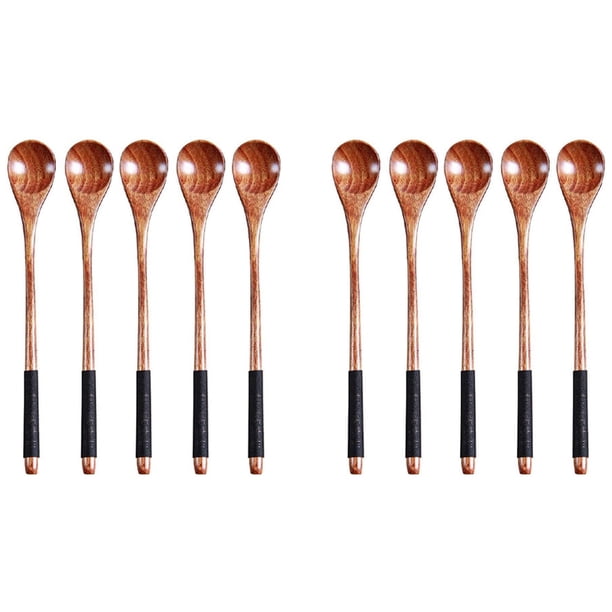 10 Piezas Cucharas de Madera Cucharas de Cocina Cucharas de Miel Cucharas de Arroz Cuchara Mezcladora Cucharadita de Madera para Café Té Mermelada Sales de Baño