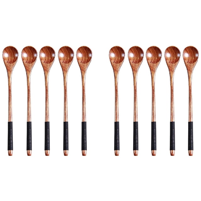10 Pcs Wooden Spoons Cooking Spoons Honey Spoons Rice Spoons Mixing Spoon Wooden Teaspoon for Coffee Tea Jam Bath Salts