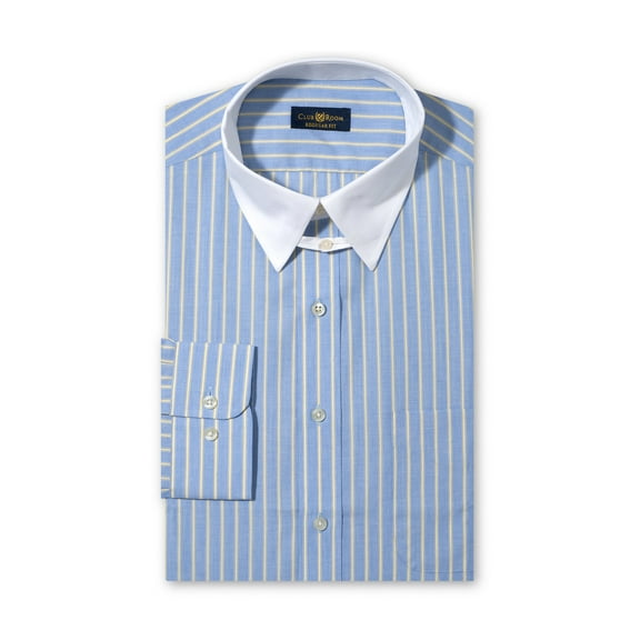 Club Room Mens Regular Fit Wrinkle Free Button Down Shirt (15-32/33, Blue)