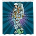 thumbnail image 3 of Ambesonne Astronaut Shower Curtain, Galaxy Design, 69"Wx75"L, Teal and Coconut, 3 of 3