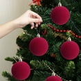 thumbnail image 5 of PLPPYFS 6 Pcs Red Velvet Christmas Balls, 3.15 Inch Velvet Ornaments for Christmas Tree, Christma Tree Flocked Ornaments Balls for Family Holiday Wedding Party Xmas Hanging Decorations, 5 of 9