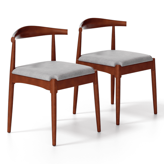 OSM Solid Wood Dining Chairs Set of 2, Mid Century Modern Design with Wide Curved Back and Upholstered Seat Cushion, Heavy Duty Kitchen and Dining Room Chairs, Walnut